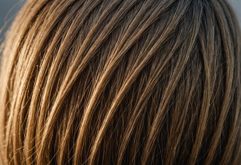 Image photoréaliste d'un cuir chevelu en gros plan montrant des follicules pileux naissants sur une peau lisse et cicatrisée, éclairée doucement par une lumière dorée.