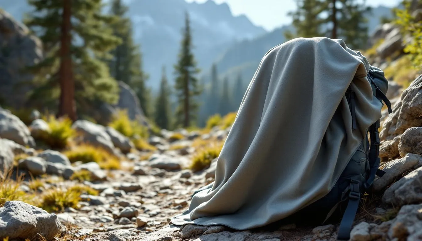 Tissu léger drapé sur un sac à dos.